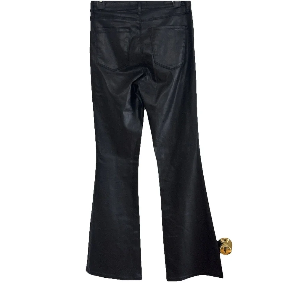 Kut From The Kloth Women's Ana High Rise Fab Ab Flare Coated Faux Leather Sz 0